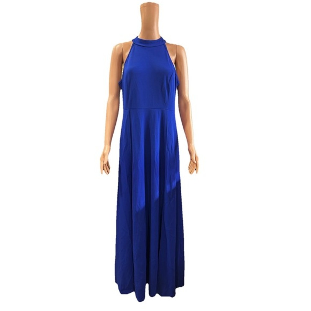 Mushare‎ Women's Dress Cocktail XL Blue Halter Neck Long Prom Wedding